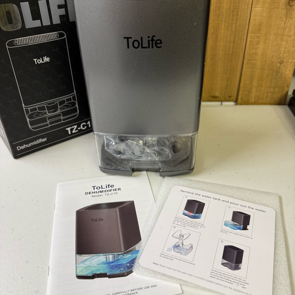 ToLife Dehumidifier 30oz Water Tank Portable LED Lights Workshop Bathroom EUC - Picture 5 of 12